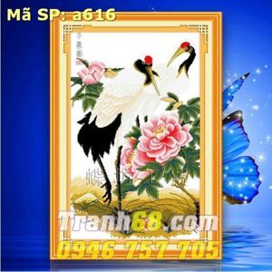 Tranh thêu chữ thập hoa DLH-YA616