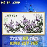 Tranh thêu chữ thập mai khai phú quý DLH-YZ389