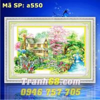 Tranh thêu chữ thập ngôi nhà - DLH-YA550