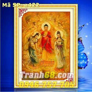 Tranh thêu chữ thập phật giáo DLH-YA422