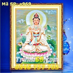 Tranh thêu chữ thập quan thế âm - DLH-YA969