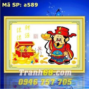 Tranh thêu chữ thập thần tài - DLH-YA589