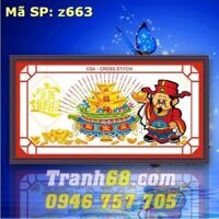 Tranh thêu chữ thập thần tài - DLH-YZ663