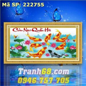 Tranh thêu cửu ngư quần hội - DLH-222755