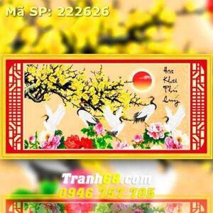 Tranh thêu hoa khai phú quý - DLH-222626