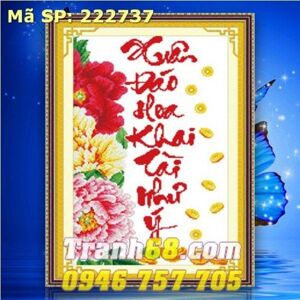 Tranh thêu xuân đáo hoa khai tài như ý - DLH-222737