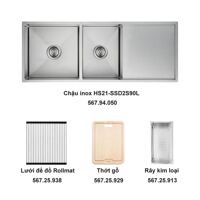 Trọn bộ chậu inox Hafele HS21-SSD2S90L và phụ kiện