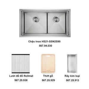 Trọn bộ chậu inox Hafele HS21-SSN2S90 và phụ kiện