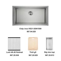 Trọn bộ chậu inox Hafele HS21-SSN1S90 và phụ kiện