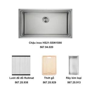 Trọn bộ chậu inox Hafele HS21-SSN1S90 và phụ kiện