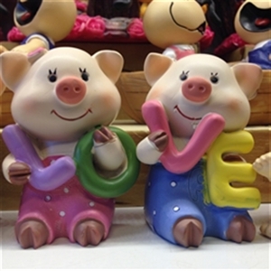 Tượng sứ couple Pig