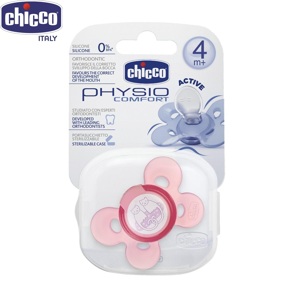 Ty ngậm silicon Physio Comfort Mèo hồng có hộp Chicco 6-12M+