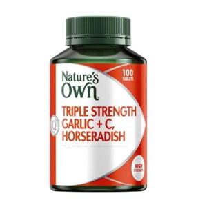 Viên uống tăng miễn dịch, chống cảm lạnh Nature’s Own Triple Strength Garlic C Horseradish 100 viên