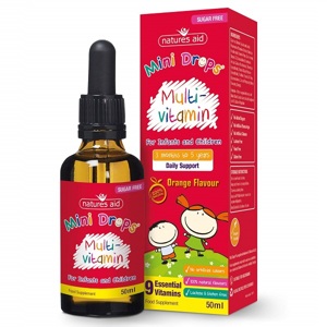 Vitamin tổng hợp dạng siro cho bé biếng ăn Natures Aid Mini Drops Multivitamin - 50ml