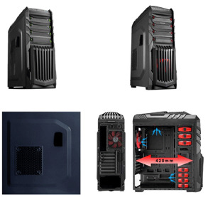 Vỏ máy tính (case) Vicom Full ATX X5-R - Đen-Đỏ