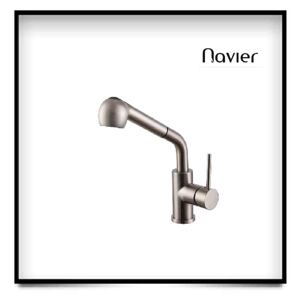 Vòi chén nóng lạnh thân tròn uốn lơi đầu to inox304 Navier NV-204