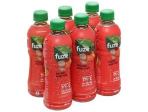 6 chai trà đào và hạt chia Fuze Tea 350ml