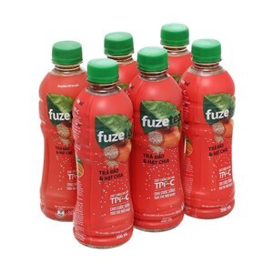 6 chai trà đào và hạt chia Fuze Tea 350ml