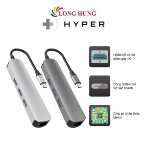 Adapter chuyển đổi USB C 6 in 1 HyperDrive HD233B