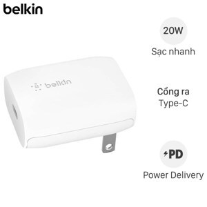 Adapter sạc Type C PD 20W Belkin WCA003