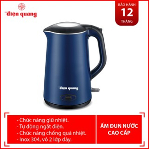 Ấm đun nước cao cấp Điện Quang ĐQ EKT09 1515 R KW (1500W, 1.5L,inox 304, vỏ 2 lớp, có chức năng giữ ấm)