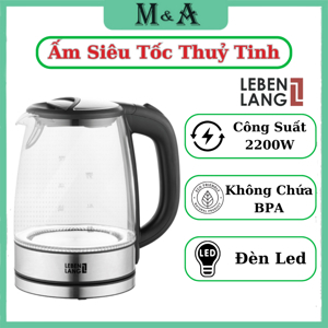 Ấm siêu tốc thuỷ tinh Lebenlang LBL2879 1.7L