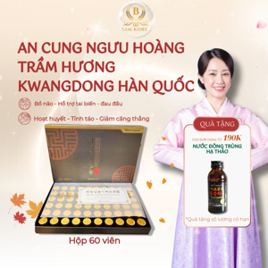An cung ngưu hoàng hoàn Hàn Quốc tuần hoàn não hộp gỗ đen loại 60 viên