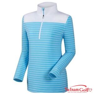 Áo gôn FJ Half Zip Jersey Stripe with Solid Yoke White/ Sky 93562