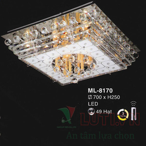 Áp trần pha lê Led vuông  ML8170