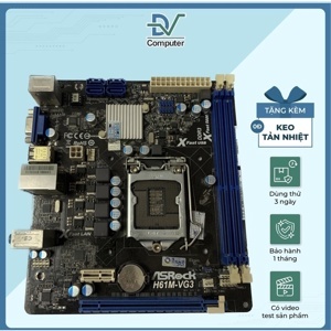 Bo mạch chủ (Mainboard) Asrock H61M-VS3 - Socket 1155, Intel H61, 2 x DIMM, Max 16GB, DDR3