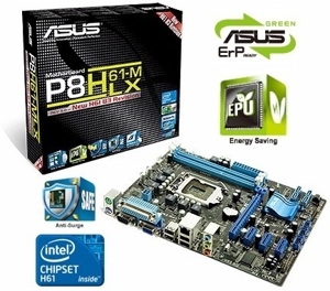 Bo mạch chủ - Mainboard Asus P8H61 - Socket 1155, Intel H61, 2 x DIMM, Max 16GB, DDR3