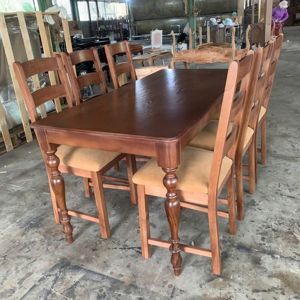 Bàn ăn gỗ sồi 6 ghế 3 nan - 1m6