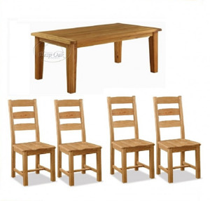 Bàn ăn gỗ sồi 6 ghế 3 nan - 1m6
