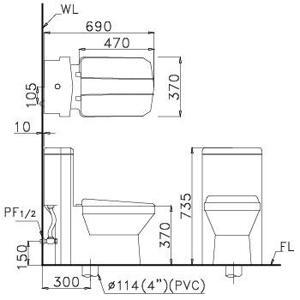 Bồn cầu Caesar CD1347 (CD-1347) - 1 khối