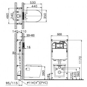 Bồn cầu Caesar CPT1503 (CPT-1503) - 1 khối