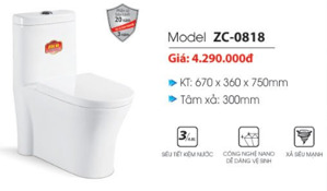 Bàn cầu 1 khối Zico ZC0818