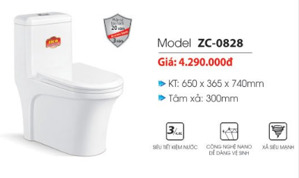 Bàn cầu 1 khối Zico ZC0828