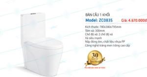 Bàn cầu 1 khối Zico ZC0835