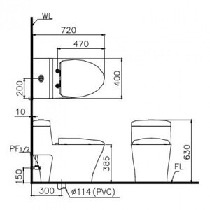 Bàn cầu 2 khối Caesar nắp rửa cơ CD1356+TAF050