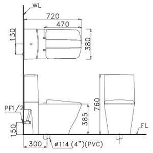 Bồn cầu Caesar CD1346 (CD-1346) - 2 khối