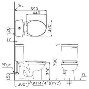 Bồn cầu Caesar CDS1325 (CDS-1325) - 2 khối