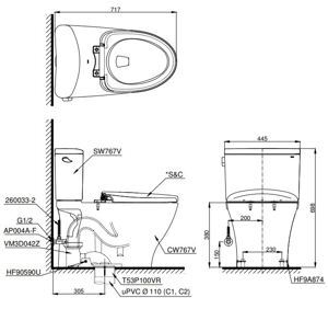 Bàn cầu 2 khối Toto CS767E4