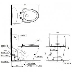 Bàn cầu 2 khối Toto CS767RW7