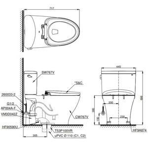 Bàn cầu 2 khối Toto CS767T2