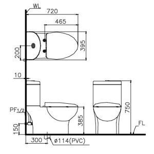 Bàn cầu Caesar 2 khối CD1349-30CM