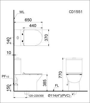 Bàn cầu hai khối Caesar CD1551P/ CD1551N/ CD1551U