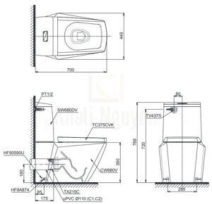 Bồn cầu hai khối TOTO CS680PDT4