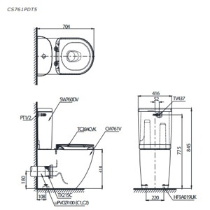 Bàn cầu hai khối TOTO CS761PDT5