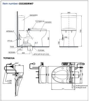 Bồn cầu hai khối Toto CS320DRW7