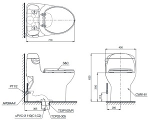 Bồn cầu ToTo MS914T2 - 1 khối